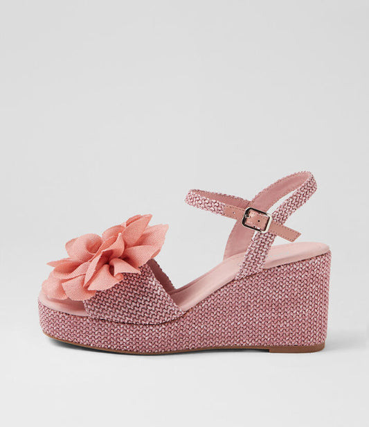 Image of Sandals. Productname: Camelia Rose Fabric Sandals in ROSE colour by brand - MIDAS