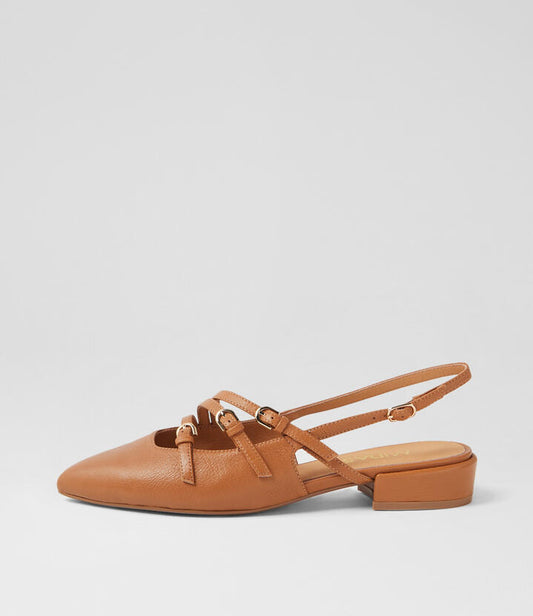 Image of Footwear. Productname: Earl Dark Tan Leather Flat Shoes in DK TAN colour by brand - MIDAS