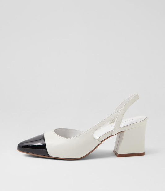 Image of Heels. Productname: Memm Black Ivory Patent Leather Heels in BLACK-IVORY colour by brand - MIDAS