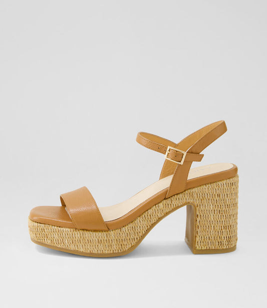 Image of Sandals. Productname: Kennedy Dark Tan Leather Sandals in DK TAN colour by brand - MIDAS