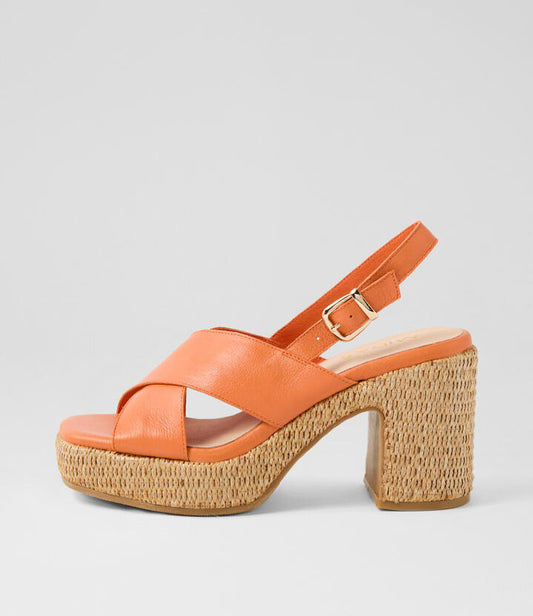 Image of Sandals. Productname: Knox Bright Orange Leather Sandals in BRIGHT ORANGE colour by brand - MIDAS