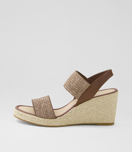 Image of Sandals. Productname: Pinkgin Cocoa Natural Rope Elastic Leather Sandals in COCOA-NATURAL ROPE colour by brand - MIDAS