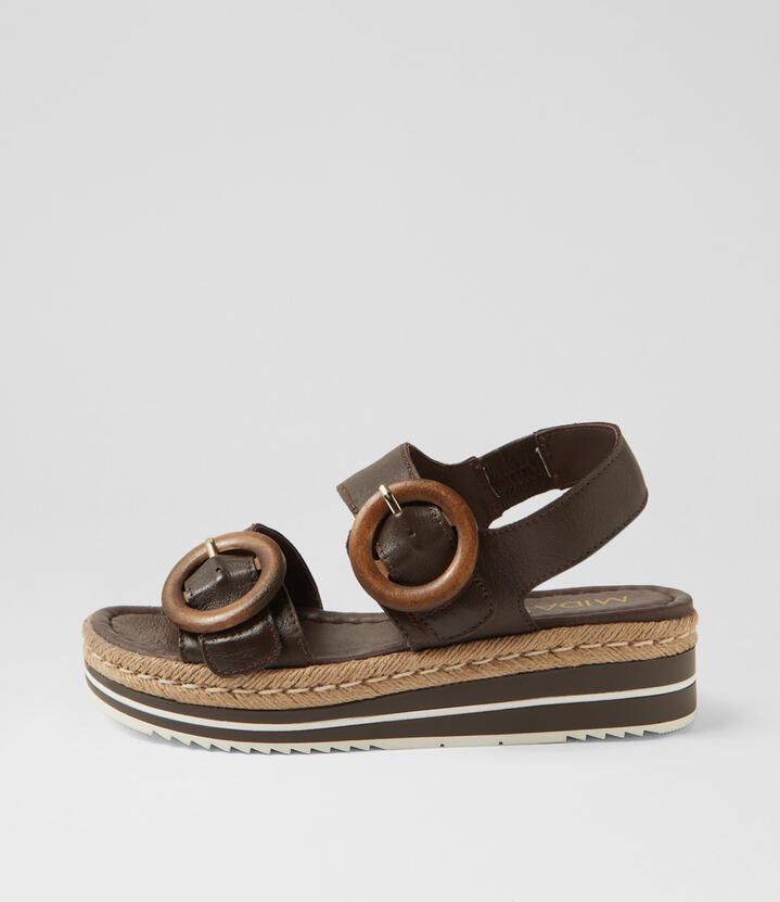 Image of Sandals. Productname: Ambian Choc Leather Sandals in Choc colour by brand - MIDAS