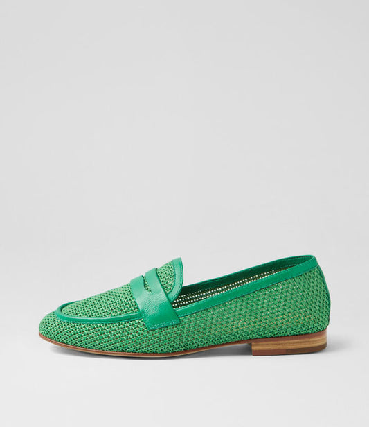Image of Flats. Productname: Isaac Emerald Fabric Loafers in EMERALD colour by brand - MIDAS