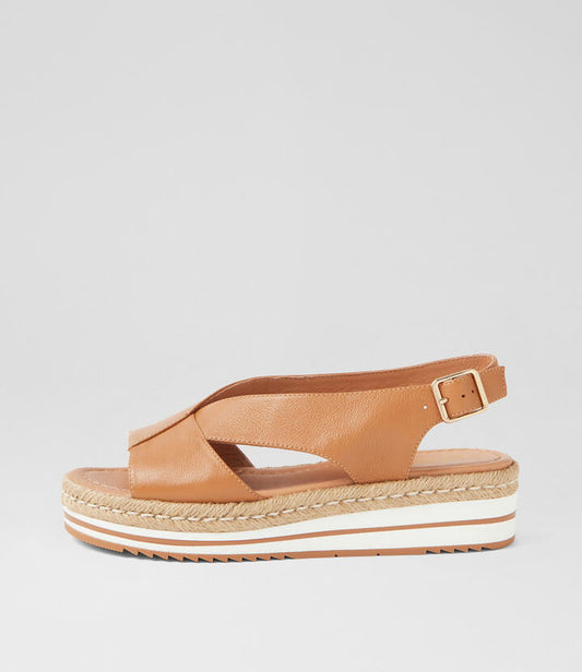 Image of Sandals. Productname: Axus Dark Tan Leather Sandals in DK TAN colour by brand - MIDAS