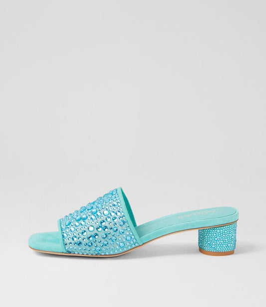Image of Sandals. Productname: Hebe Aquamarine Multi Suede Sandals in AQUAMARINE MULTI colour by brand - MIDAS