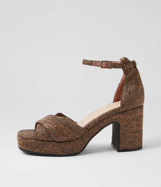 Image of Sandals. Productname: Kenzo Mocca Synthetic Raffia Sandals in MOCCA colour by brand - MIDAS