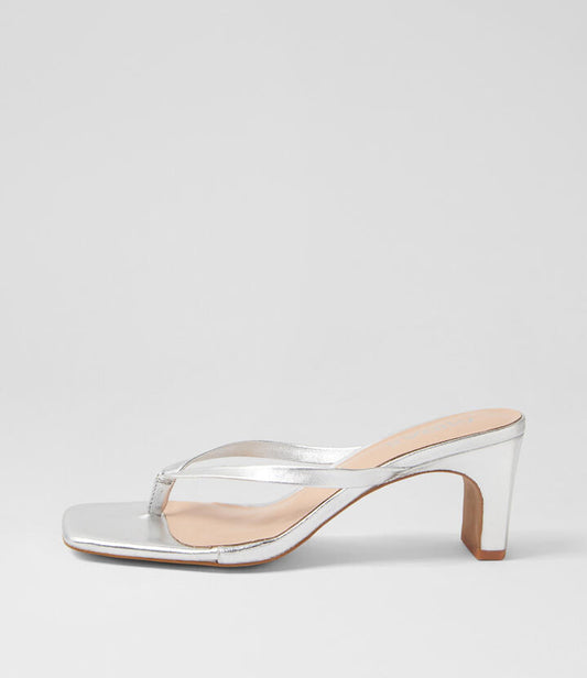 Image of Sandals. Productname: Hooly Silver Leather Sandals in SILVER colour by brand - MIDAS