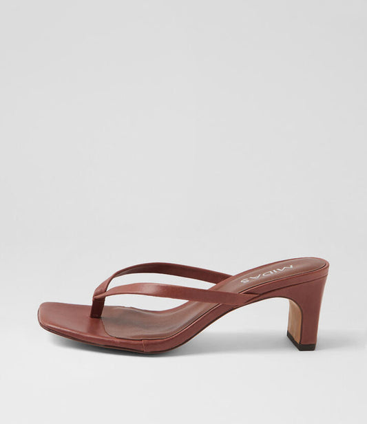 Image of Sandals. Productname: Hooly Walnut Leather Sandals in WALNUT colour by brand - MIDAS