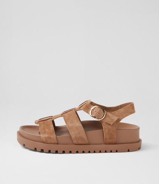 Image of Sandals. Productname: Urmila Light Choc Suede Sandals in LT CHOC-LT CHOC SOLE colour by brand - MIDAS