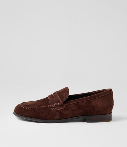 Image of Flats. Productname: Clarisa Choc Suede Loafers in Choc colour by brand - MOLLINI