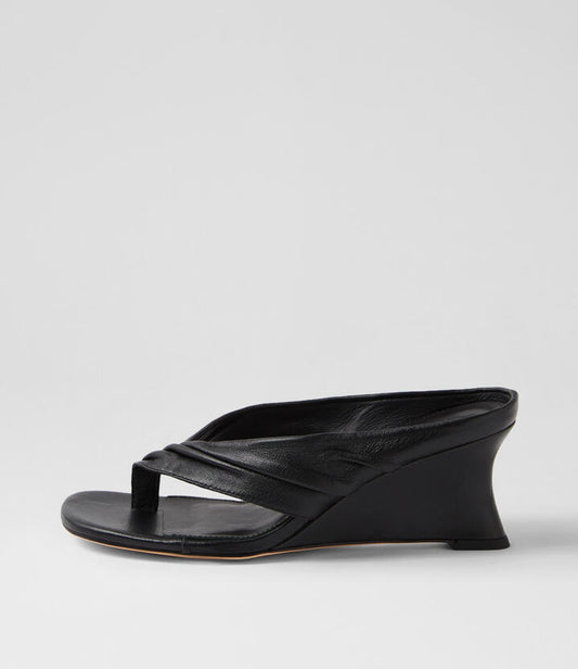Image of Sandals. Productname: Febbe Black Leather Sandals in Black colour by brand - MOLLINI