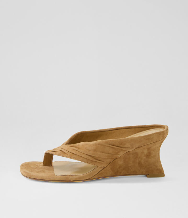 Image of Sandals. Productname: Febbe Coffee Suede Sandals in Coffee colour by brand - MOLLINI