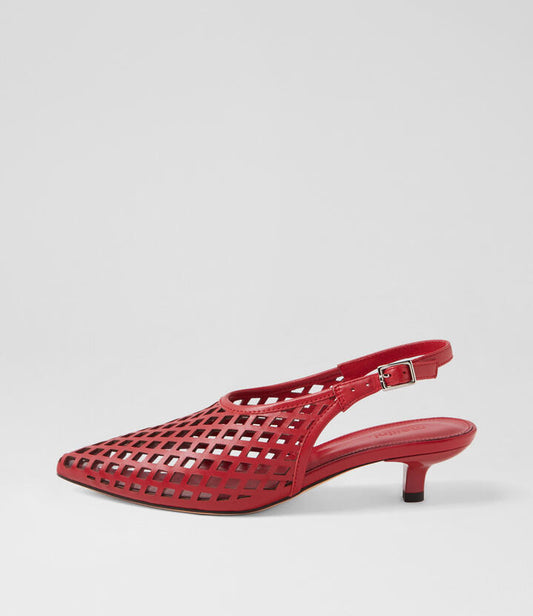 Image of Heels. Productname: Cidea Red Leather Heels in Red colour by brand - MOLLINI