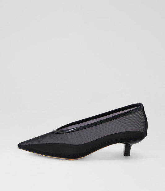 Image of Heels. Productname: Cippesh Black Fabric Pump Heels in BLACK colour by brand - MOLLINI