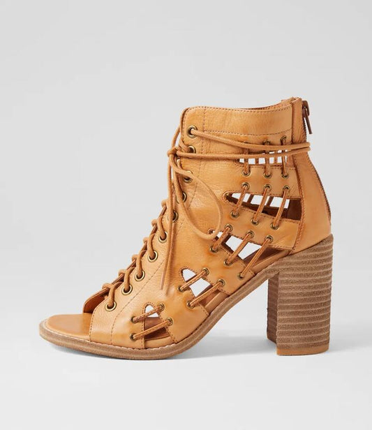 Image of Sandals. Productname: Jayman Tan Leather Heeled Sandals in TAN colour by brand - MOLLINI