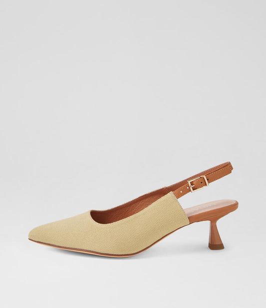 Image of Heels. Productname: Valenta Natural Dark Tan Fabric Heels in NATURAL-DK TAN colour by brand - MIDAS