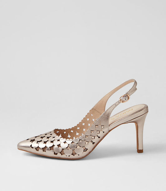 Image of Heels. Productname: Blessings Platino Leather Heels in Platino colour by brand - MIDAS