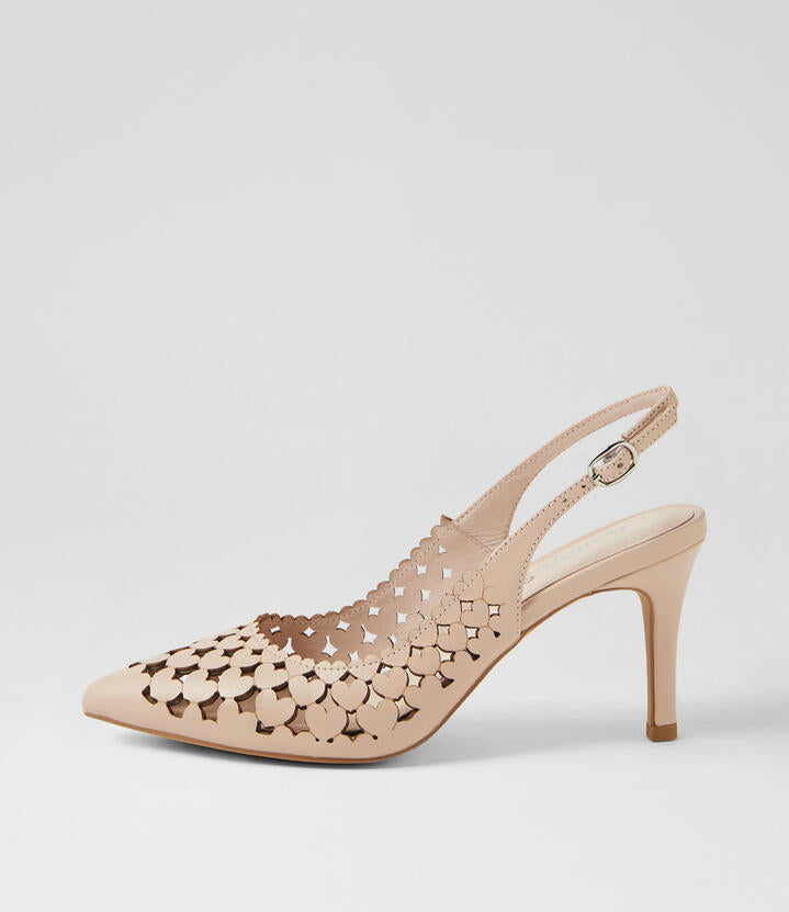 Image of Heels. Productname: Blessings Nude Leather Heels in Nude colour by brand - MIDAS