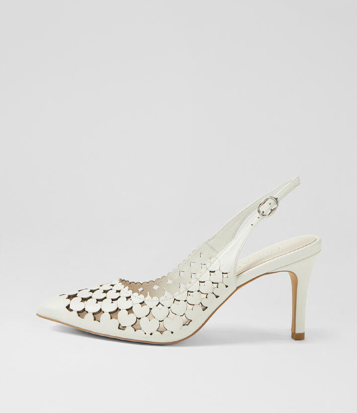 Image of Heels. Productname: Blessings Ivory Leather Heels in Ivory colour by brand - MIDAS