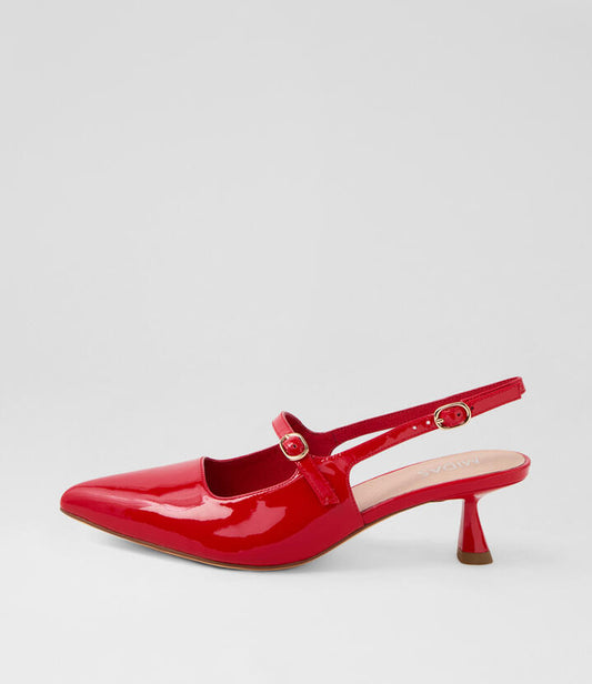 Image of Heels. Productname: Vivica New Red Patent Leather Heels in NEW RED colour by brand - MIDAS