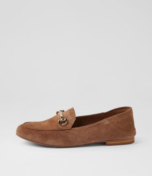 Image of Flats. Productname: Ginnas Light Choc Suede Loafers in LT CHOC colour by brand - MIDAS