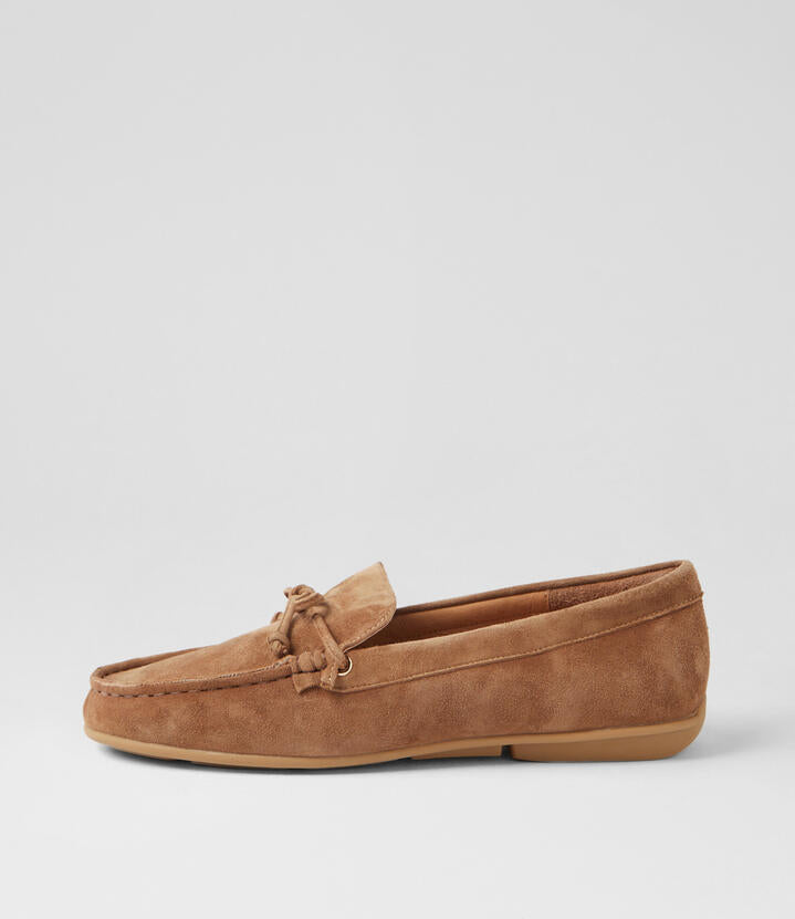 Image of Flats. Productname: Reesus Light Choc Suede Loafers in LT CHOC colour by brand - MIDAS