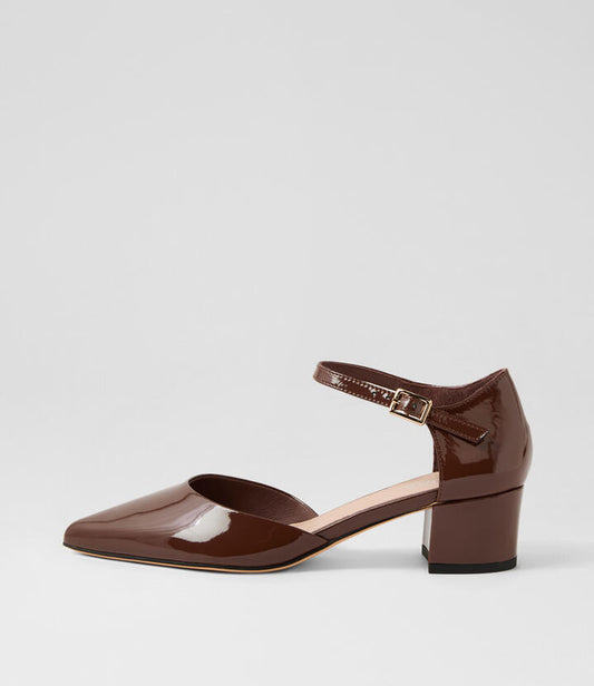 Image of Heels. Productname: Alisse Choc Patent Leather Heels in CHOC colour by brand - MIDAS