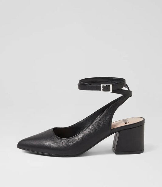 Image of Heels. Productname: Rashell Black Leather Heels in BLACK colour by brand - MOLLINI