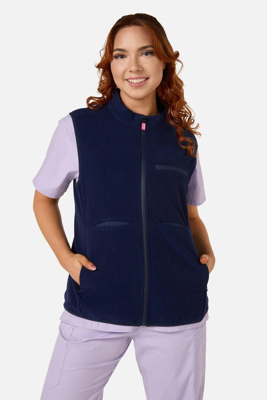 Image of Coats & Jackets. Product name - Navy Polar Fleece Scrub Vest in Navy colour by brand - Gorman