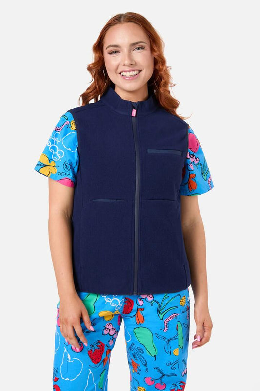 Image of Coats & Jackets. Productname: Navy Polar Fleece Scrub Vest in Navy colour by brand - Gorman
