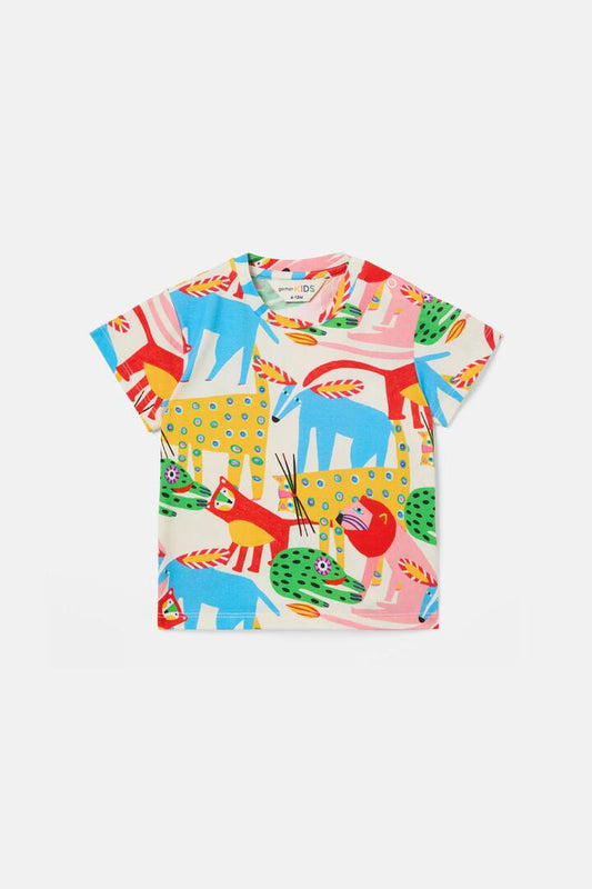 Image of a model wearing Tops. Productname: Wild Baby Ss Tee in Multi colour by brand - Gorman