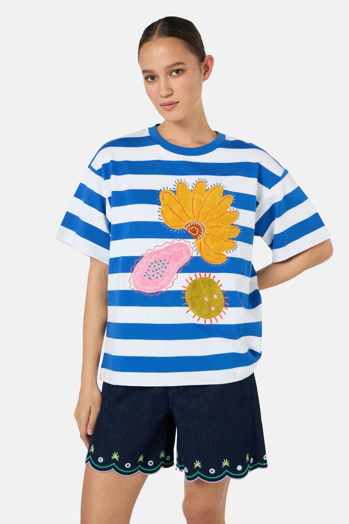 Image of T-Shirts. Product name - Jungle Stripe OS Tee in Stripe colour by brand - Gorman