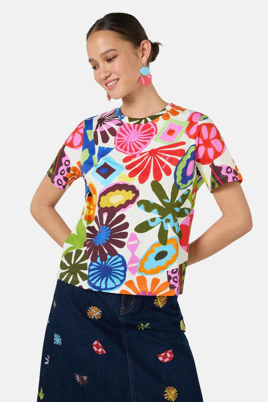 Image of a model wearing Tops. Productname: Tropic Pop Classic Tee in Print colour by brand - Gorman