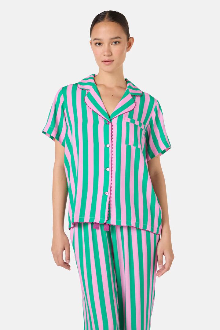 Image of Sleepwear & Loungewear. Product name - Stripe PJ Pants Set in Stripe colour by brand - Gorman