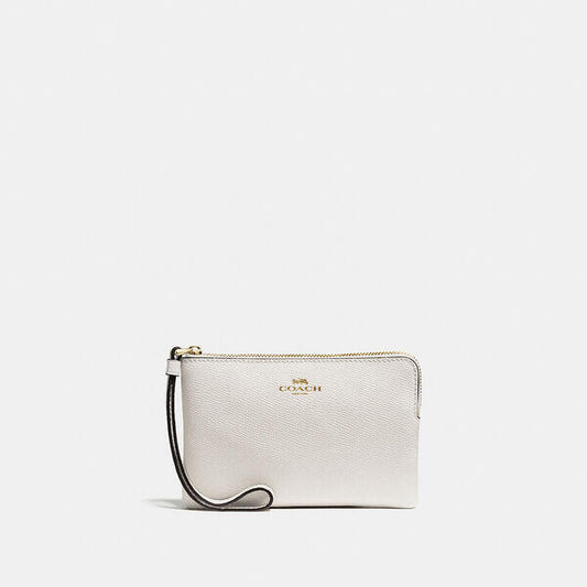 Image of Accessories. Productname: Corner Zip Wristlet in CHALK colour by brand - Coach Outlet Australia