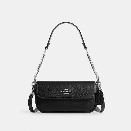 Image of Bags. Productname: Hailey Flap Bag in SV/BLACK colour by brand - Coach Outlet Australia