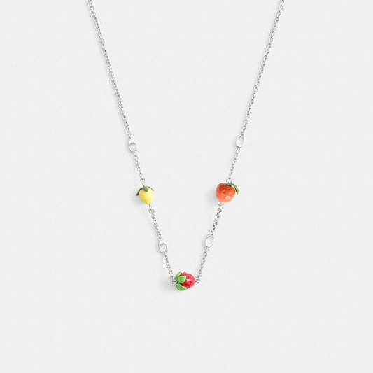 Image of Necklaces. Productname: Fruit Charm Necklace in SILVER/MULTI colour by brand - Coach Outlet Australia
