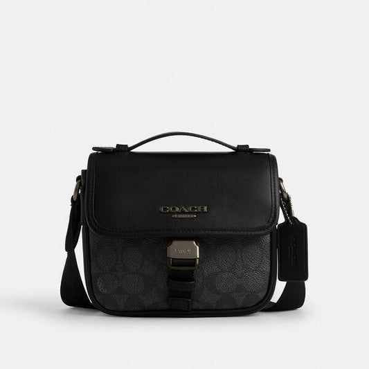 Image of Bags. Productname: Racer Crossbody Bag In Signature Canvas in QB/CHARCOAL/BLACK colour by brand - Coach Outlet Australia