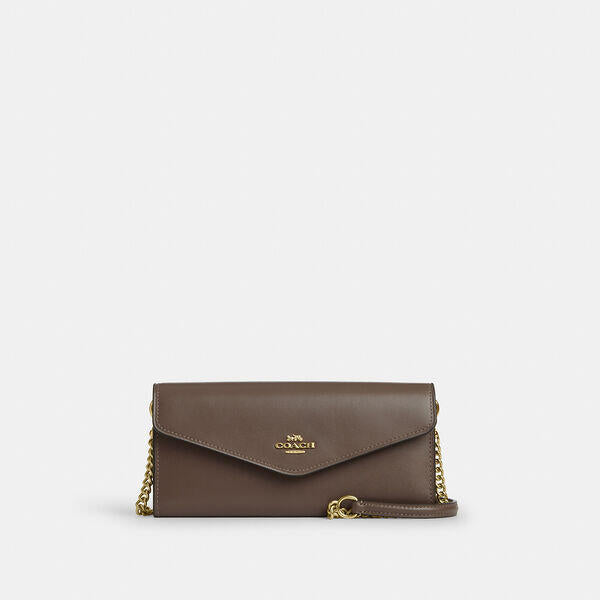 Image of Wallets & Money Clips. Productname: Klare Wallet With Chain in IM/DARK STONE colour by brand - Coach Outlet Australia