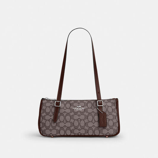 Image of Bags. Productname: Asher Shoulder Bag in Signature Jacquard in SV/OAK/MAPLE colour by brand - Coach Outlet Australia