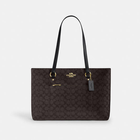 Image of Bags. Productname: Station Tote Bag In Signature Canvas in IM/WALNUT/BLACK colour by brand - Coach Outlet Australia
