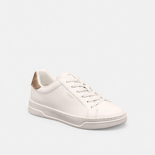 Image of Sneakers. Productname: High Line Leather Sneaker in CHALK/BROWN KHAKI colour by brand - Coach Outlet Australia