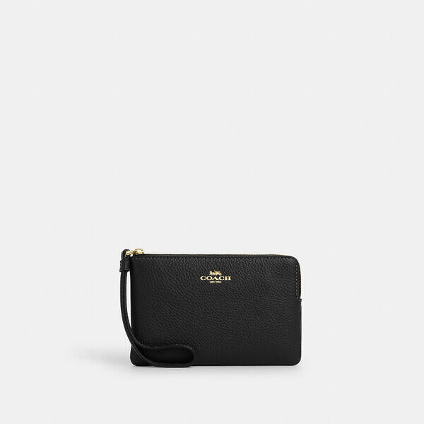 Image of Accessories. Productname: Corner Zip Wristlet in Im/Black colour by brand - Coach Outlet Australia