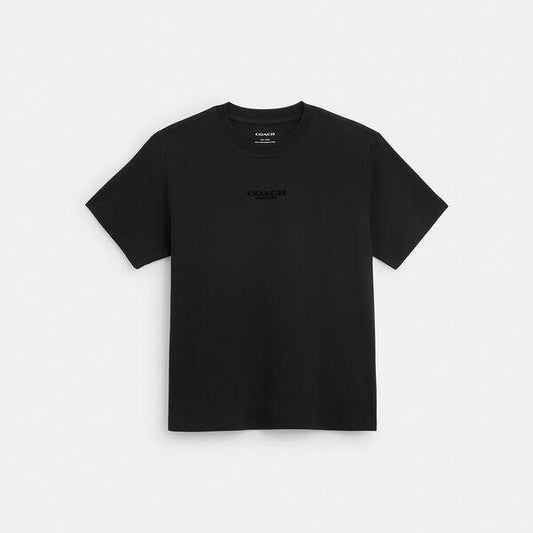 Image of a model wearing Tops. Productname: Coach Top in BLACK colour by brand - Coach Outlet Australia