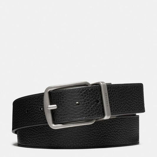 Image of Accessories. Productname: Harness Buckle Cut-To-Size Reversible Belt, 38Mm in BLACK DARK BROWN colour by brand - Coach Outlet Australia