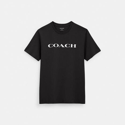 Image of a model wearing Tops. Productname: Signature T-Shirt in BLACK colour by brand - Coach Outlet Australia