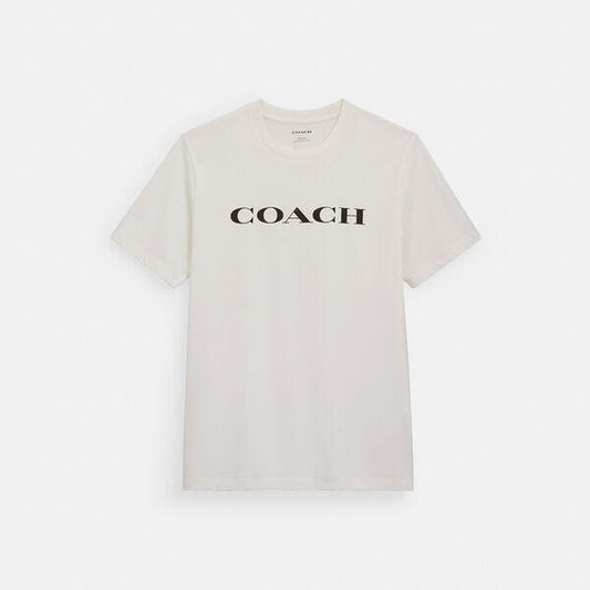 Image of a model wearing Tops. Productname: Signature T-Shirt in WHITE colour by brand - Coach Outlet Australia