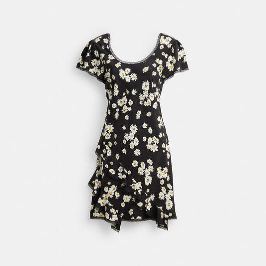 Image of Dresses. Productname: Floral Mini Dress in BLACK MULTI colour by brand - Coach Outlet Australia