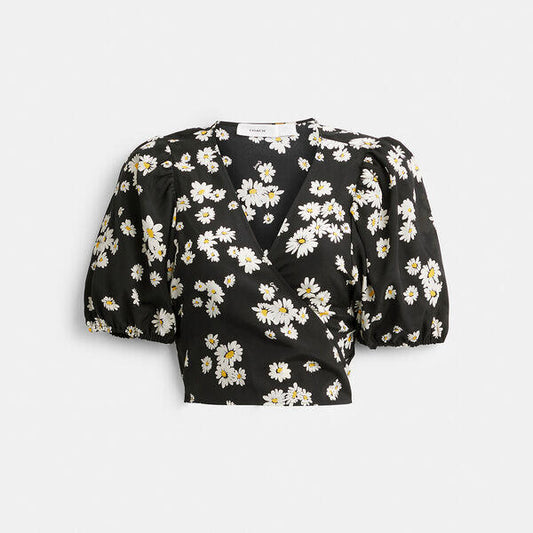 Image of Blouses. Productname: Floral Wrap Blouse in BLACK MULTI colour by brand - Coach Outlet Australia